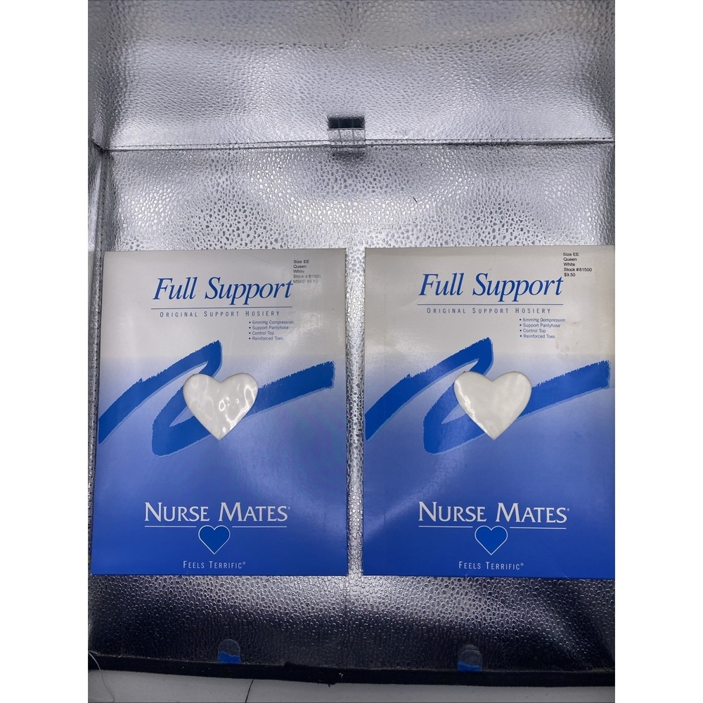 Nurse Mates Full Support White Control Top Pantyhose Size EE NIP